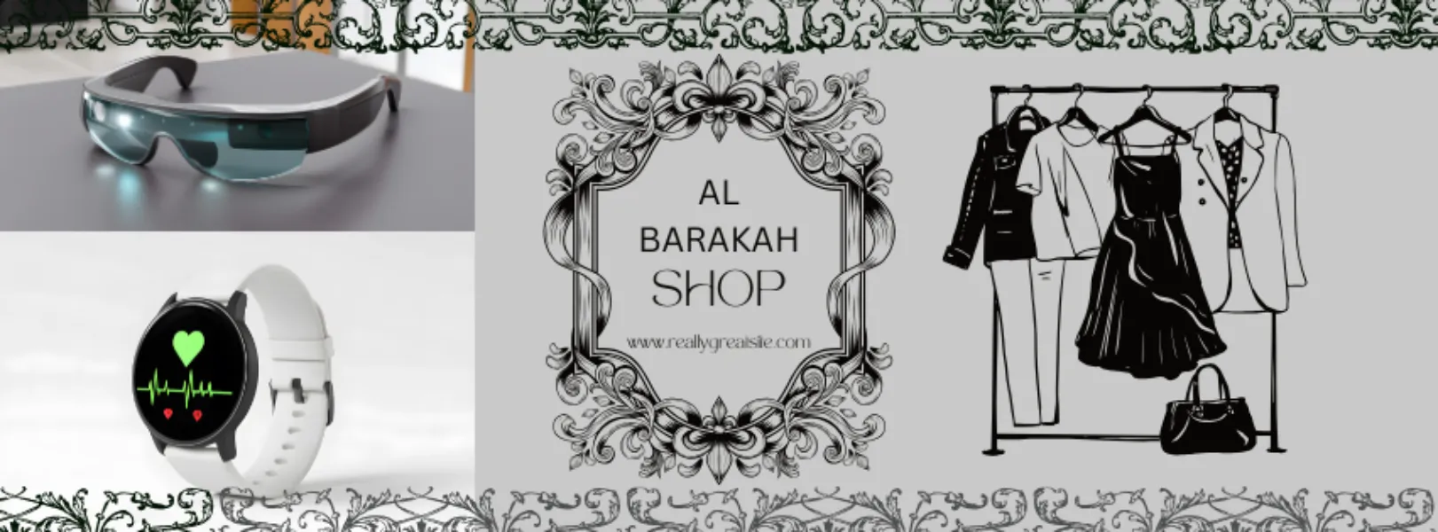 Black Grey Elegant Minimalist Clothing Salon Facebook Cover (1)